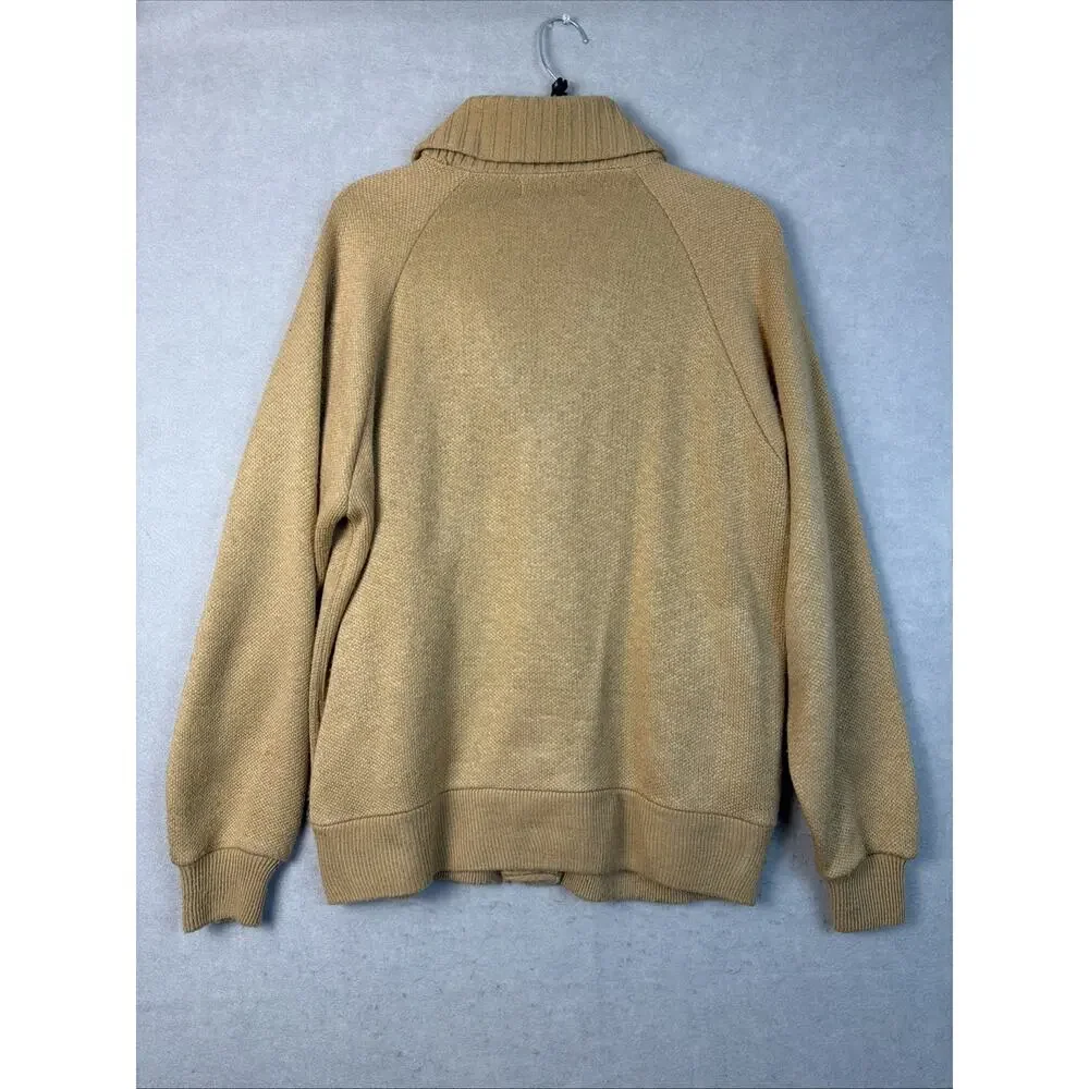 Vtg Troy Hill Cardigan Men's L Tan Grandpa Leather‎ Western Sweater Shawl USA